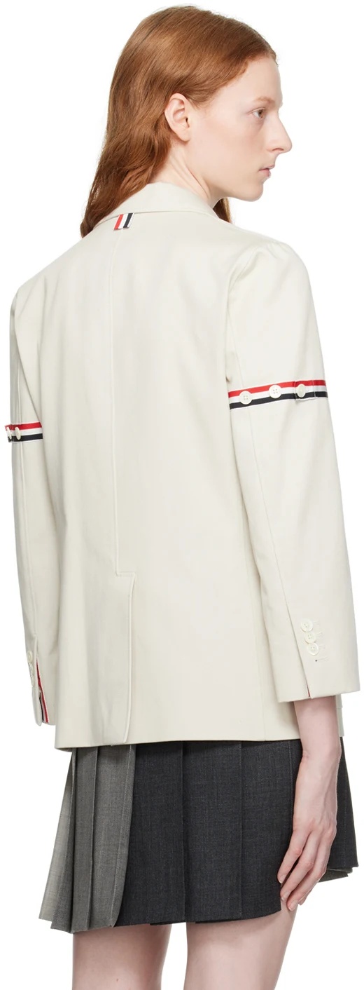Thom Browne Rwb-stripe Cotton Blazer In White