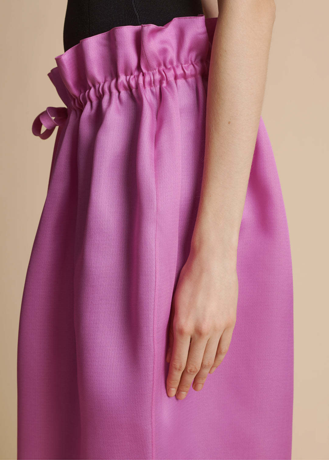 Khaite Ember Paperbag-waist Silk Organza Midi Skirt In Purple