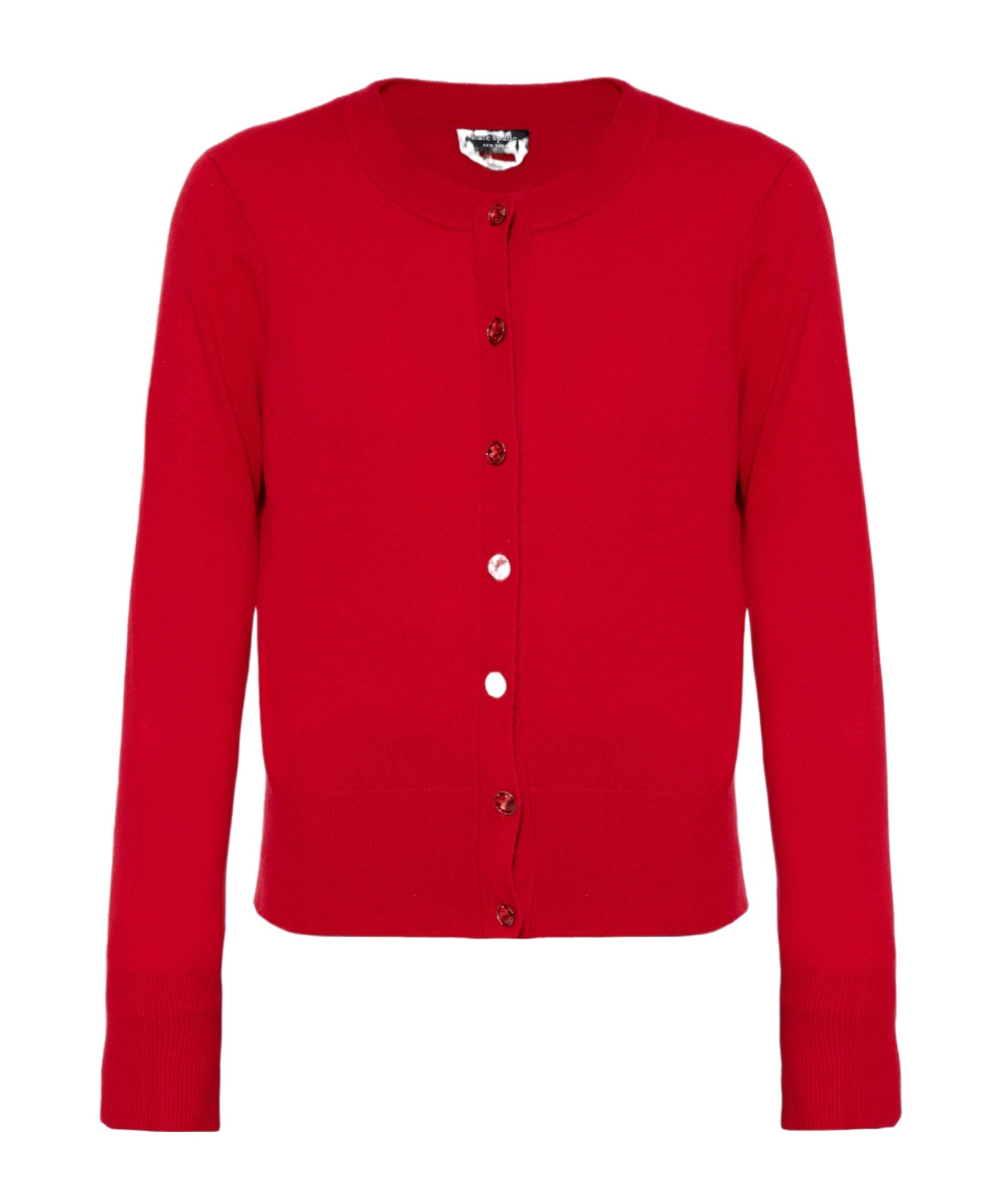 Shop Kate Spade Crew-neck Cashmere Cardigan In Red