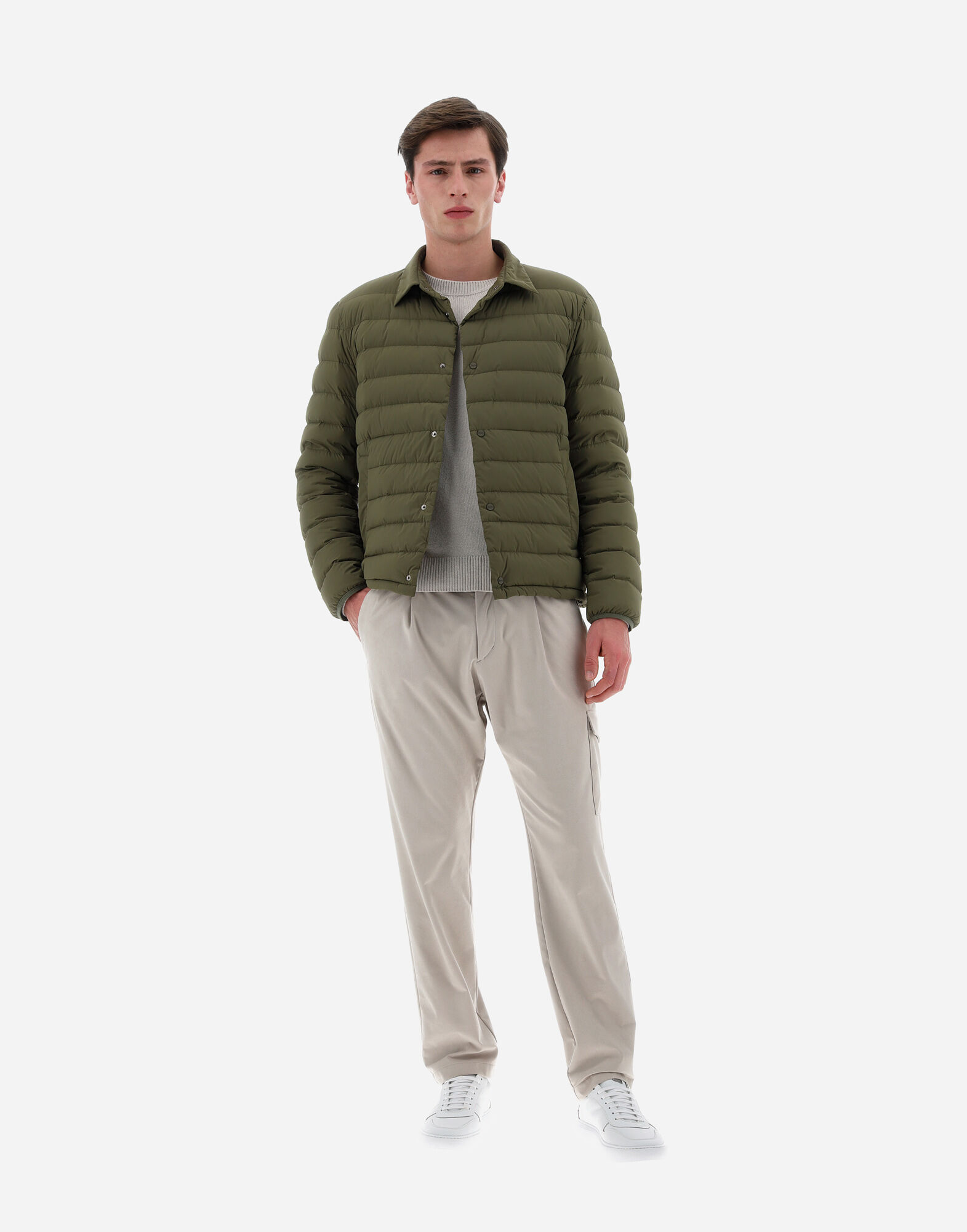 Herno Padded Button-up Jacket In Green