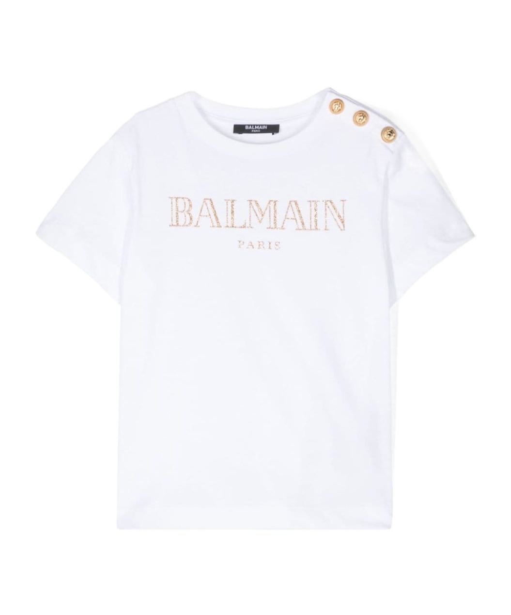 BALMAIN GLITTERED-LOGO T-SHIRT 