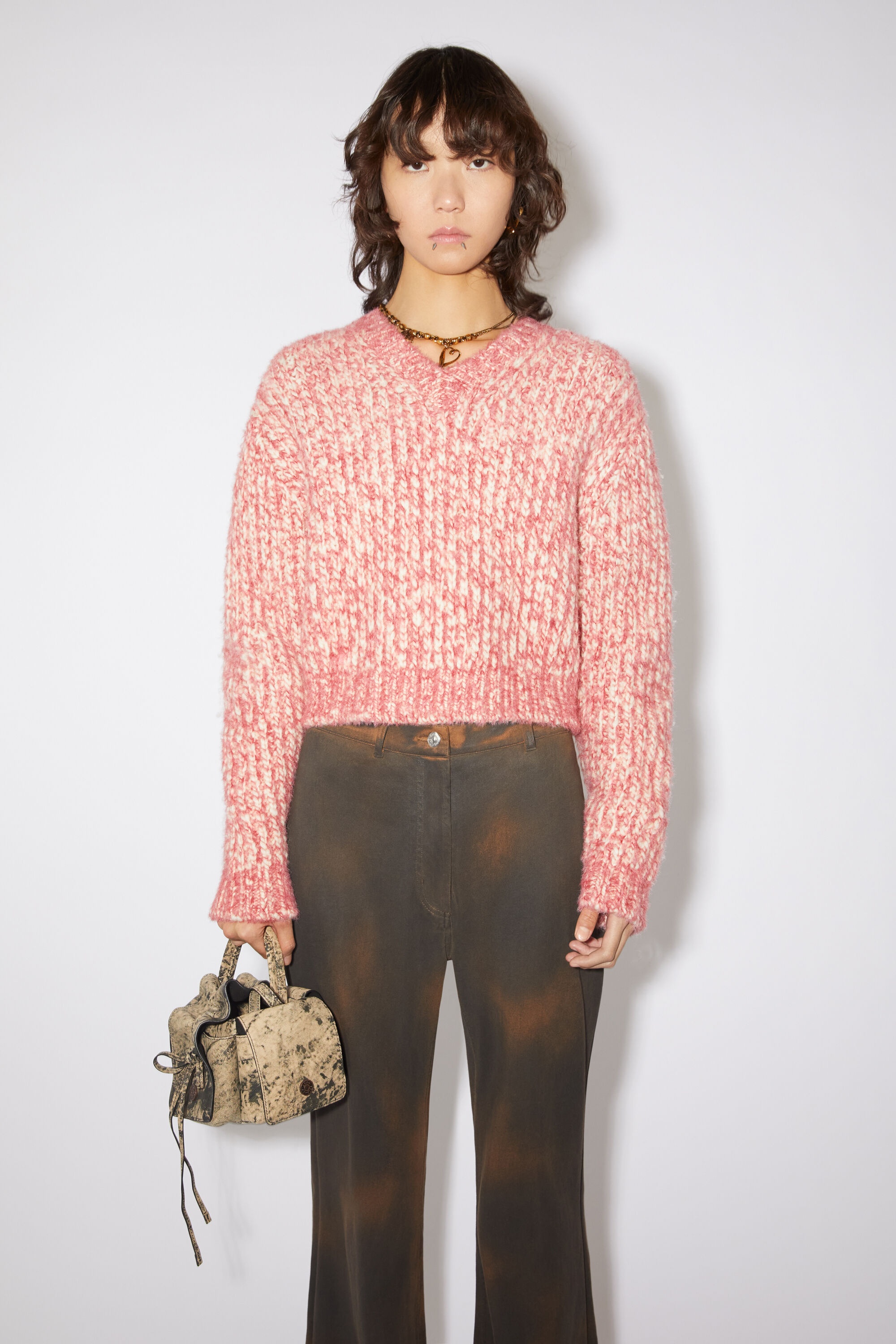 Acne Studios Off White Wool Blender Jumper In Pink