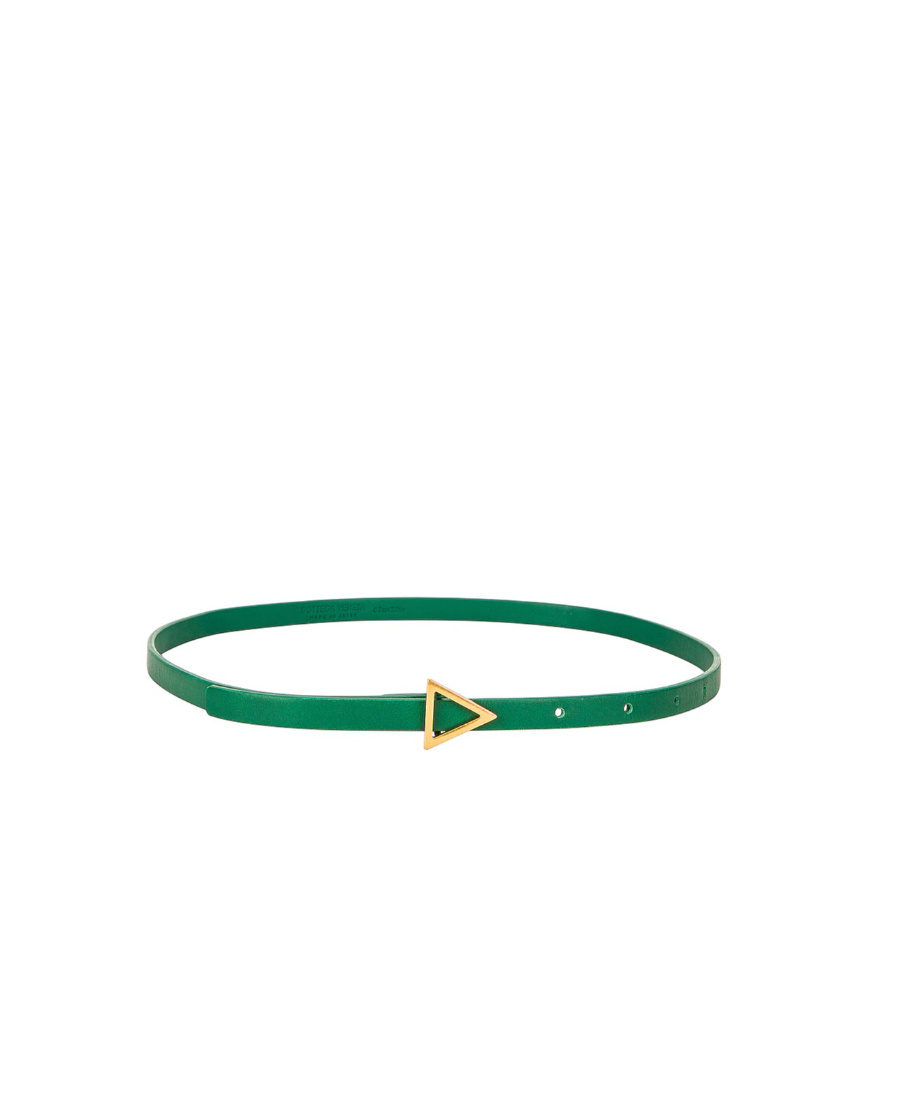 Bottega Veneta Triangle Buckle Thin Belt In Green