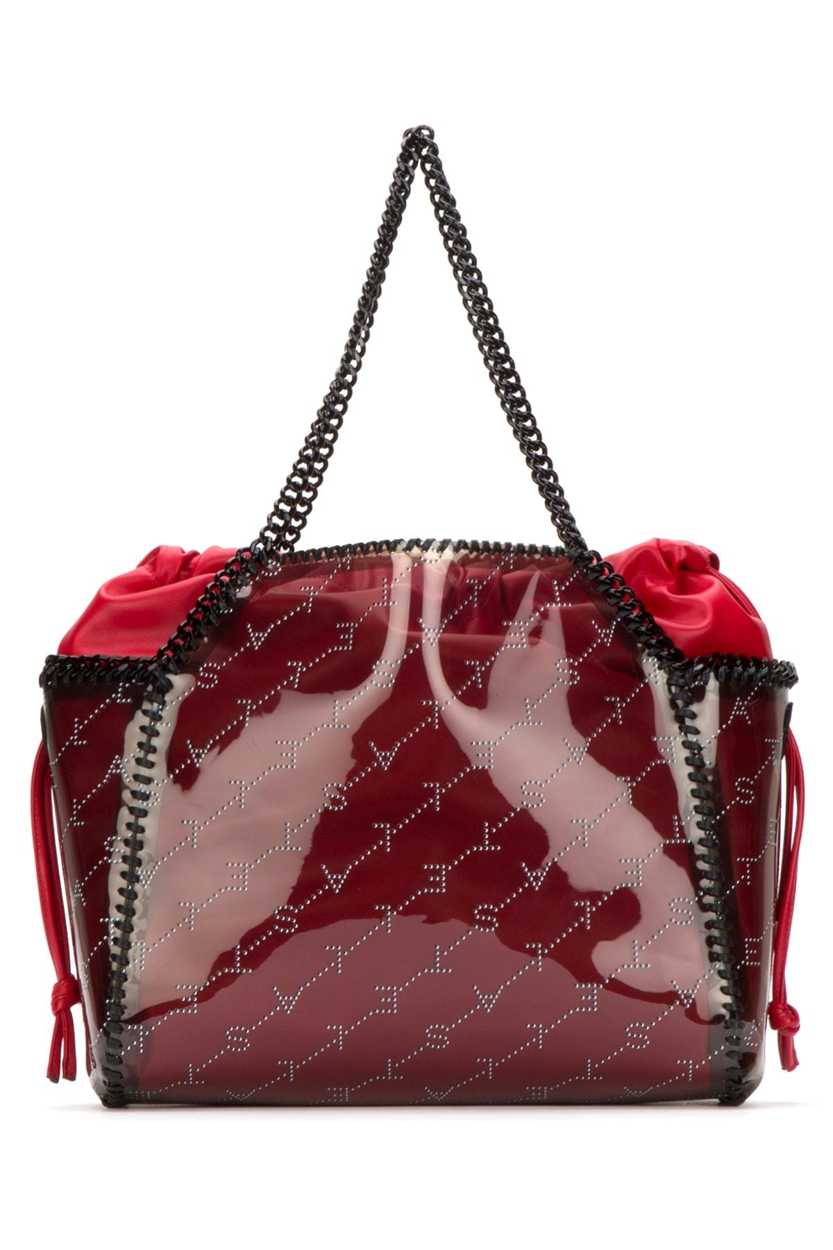 Stella Mccartney Falabella Plastic Transparent Tote Bag In Red