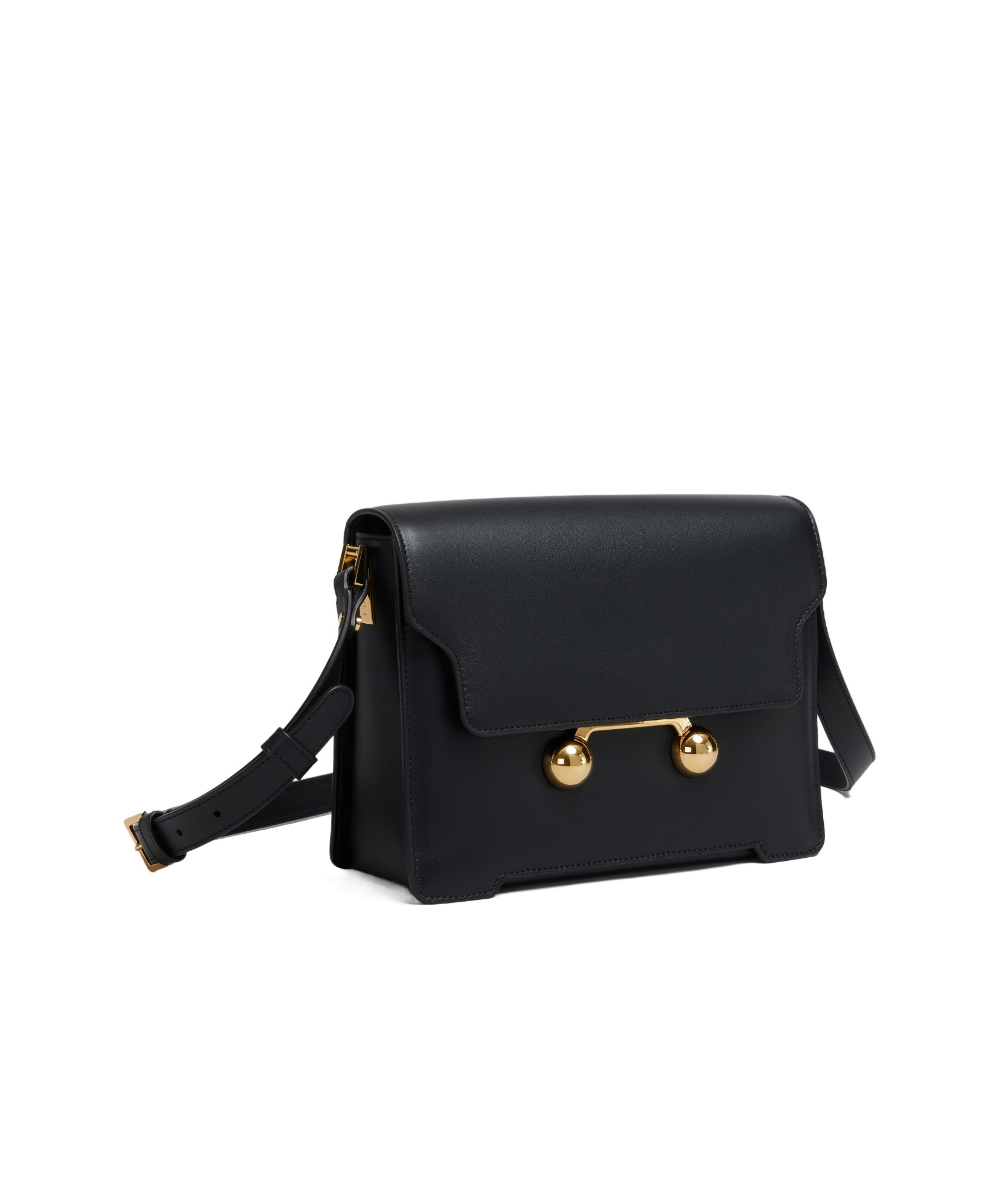Marni Womens Black Trunkeroo Branded-hardware Leather Shoulder Bag In Black