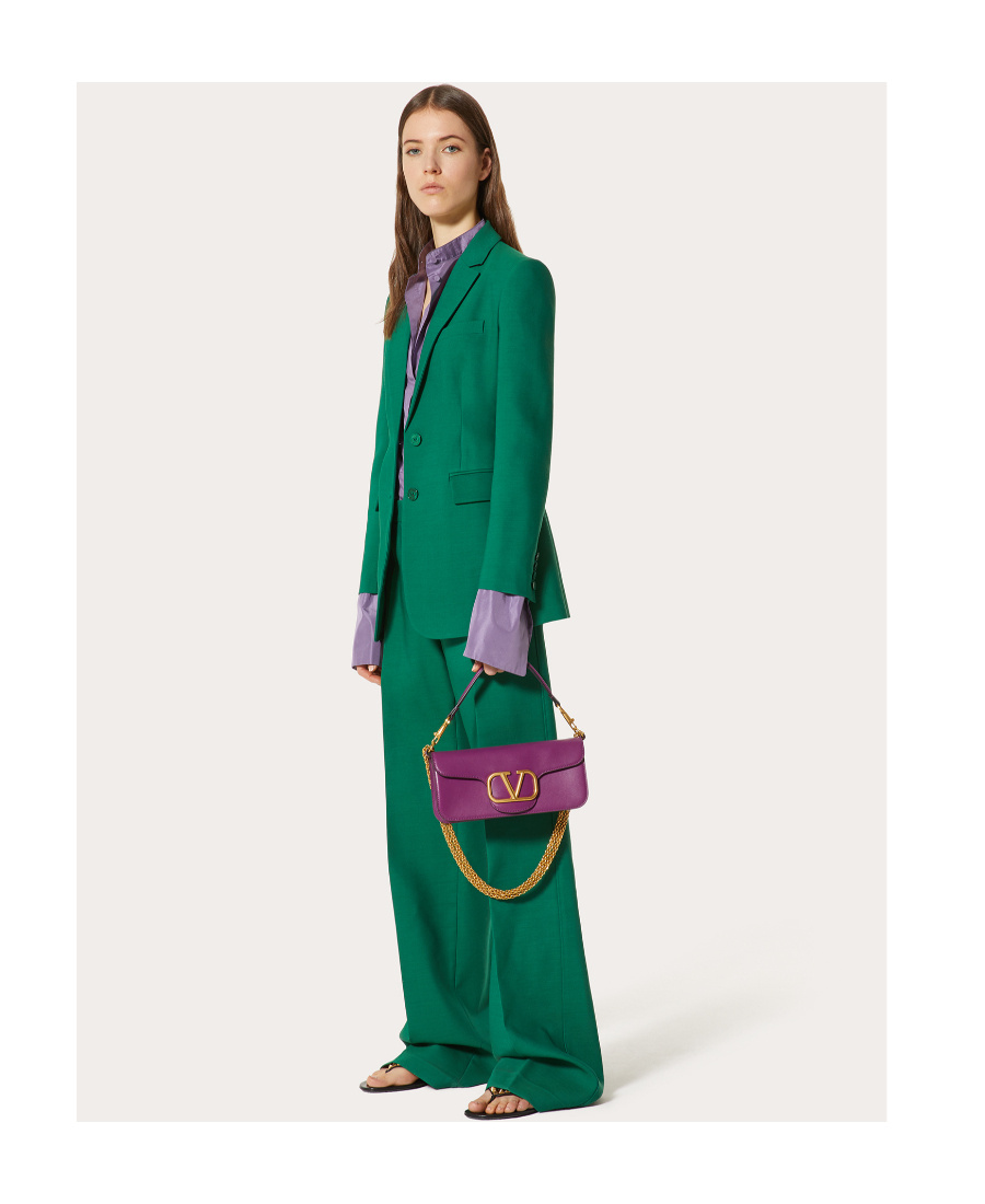 Valentino Single-breasted Wool-silk Blazer In Green