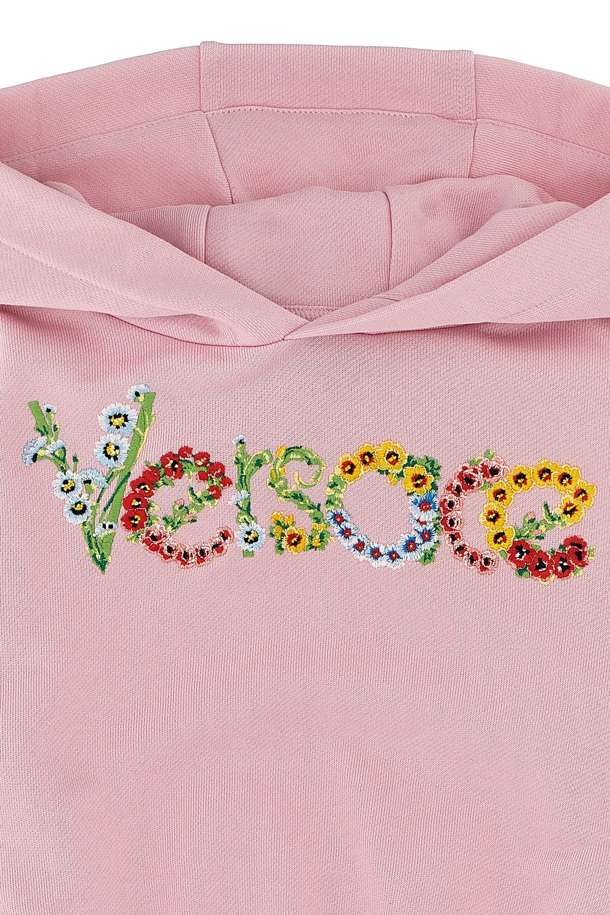 Versace Logo-embroidered Hoodie In Pink