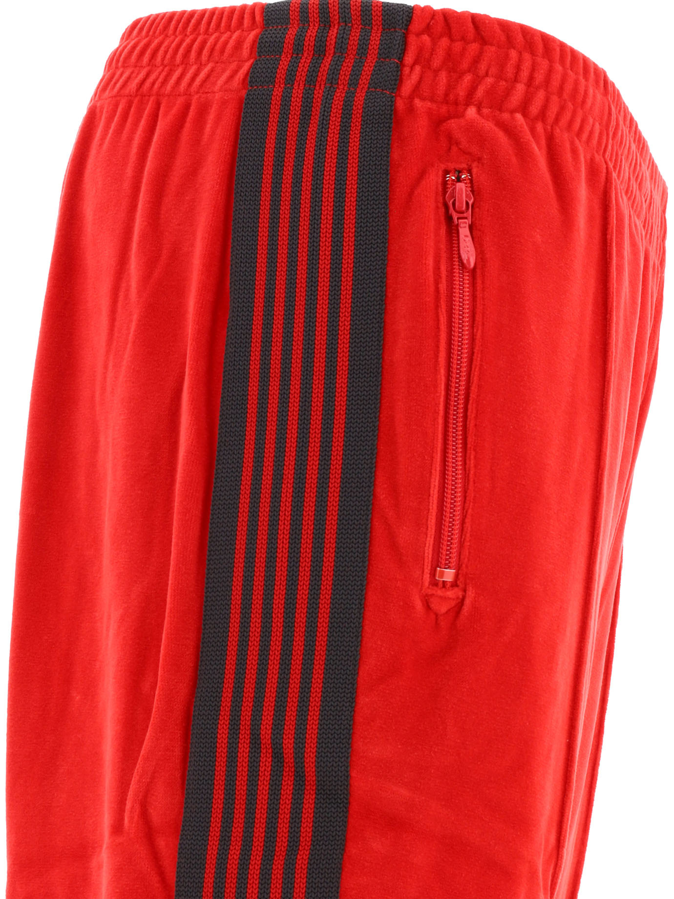 Needles Ribbed Texture Track Trousers With Side Stripes In Red