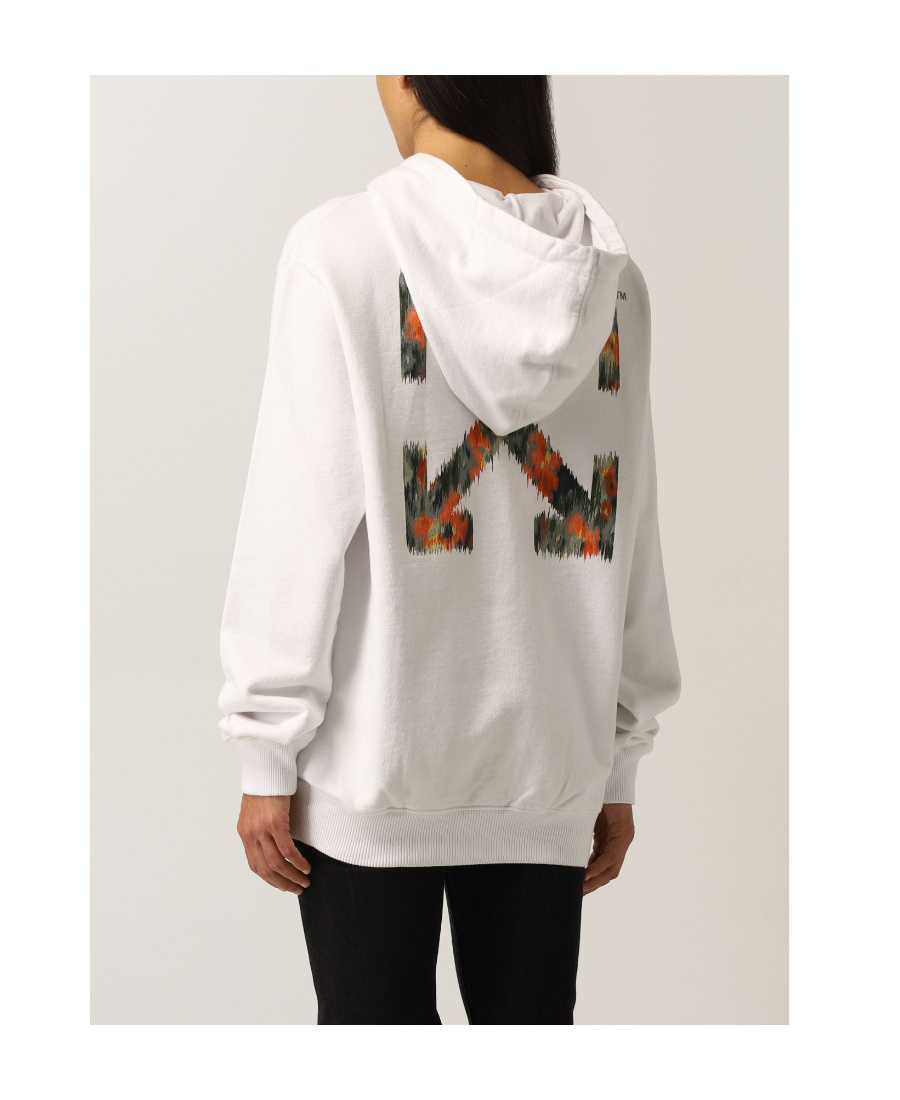 Off-white Arrow Logo Cotton Hoodie In White