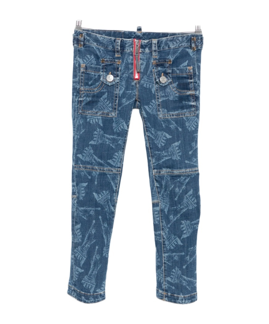 Dsquared2 Statue Of Liberty Printed Skinny Jeans In Blue