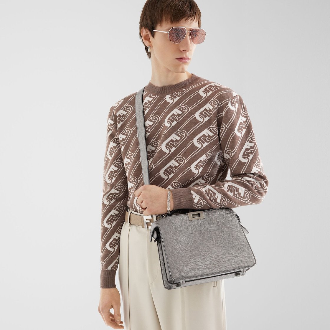 Fendi Ff-chain Knit Jumper In Multicolor