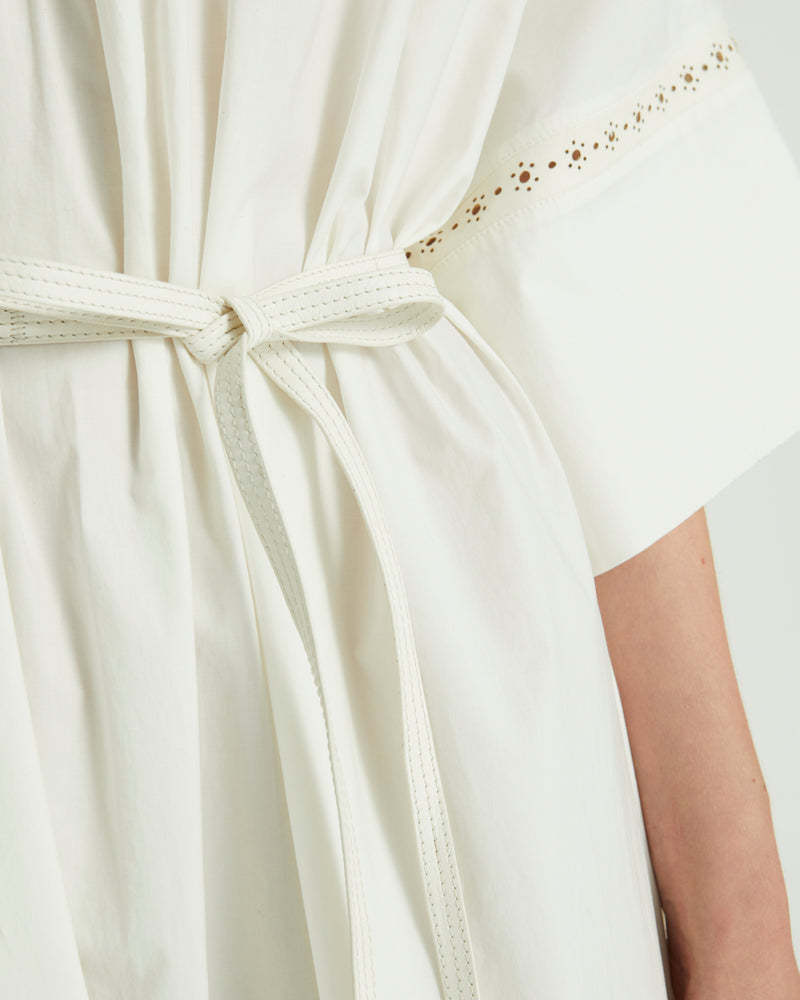 Yves Salomon Short Sleeve Dress In White