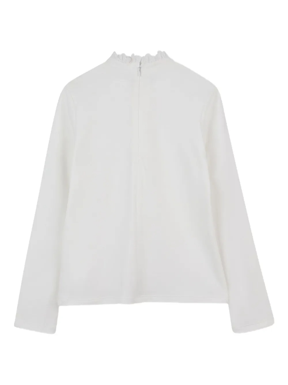 Chloé Kids Long Sleeved Frilled High-neck Top In White