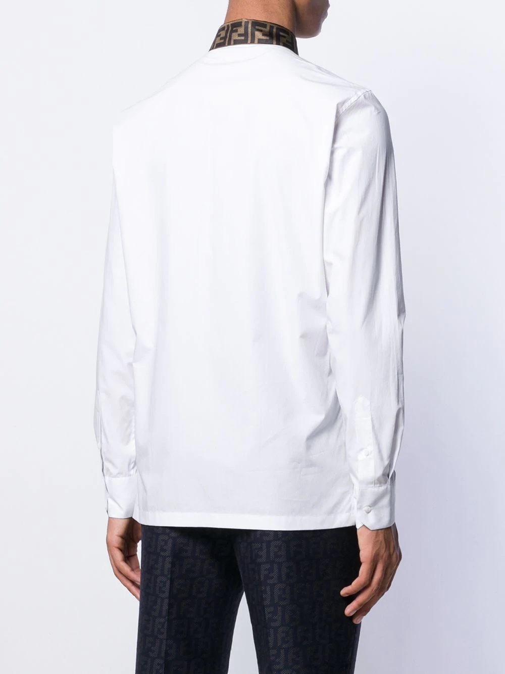 Fendi Logo Collar Tailored Shirt In White