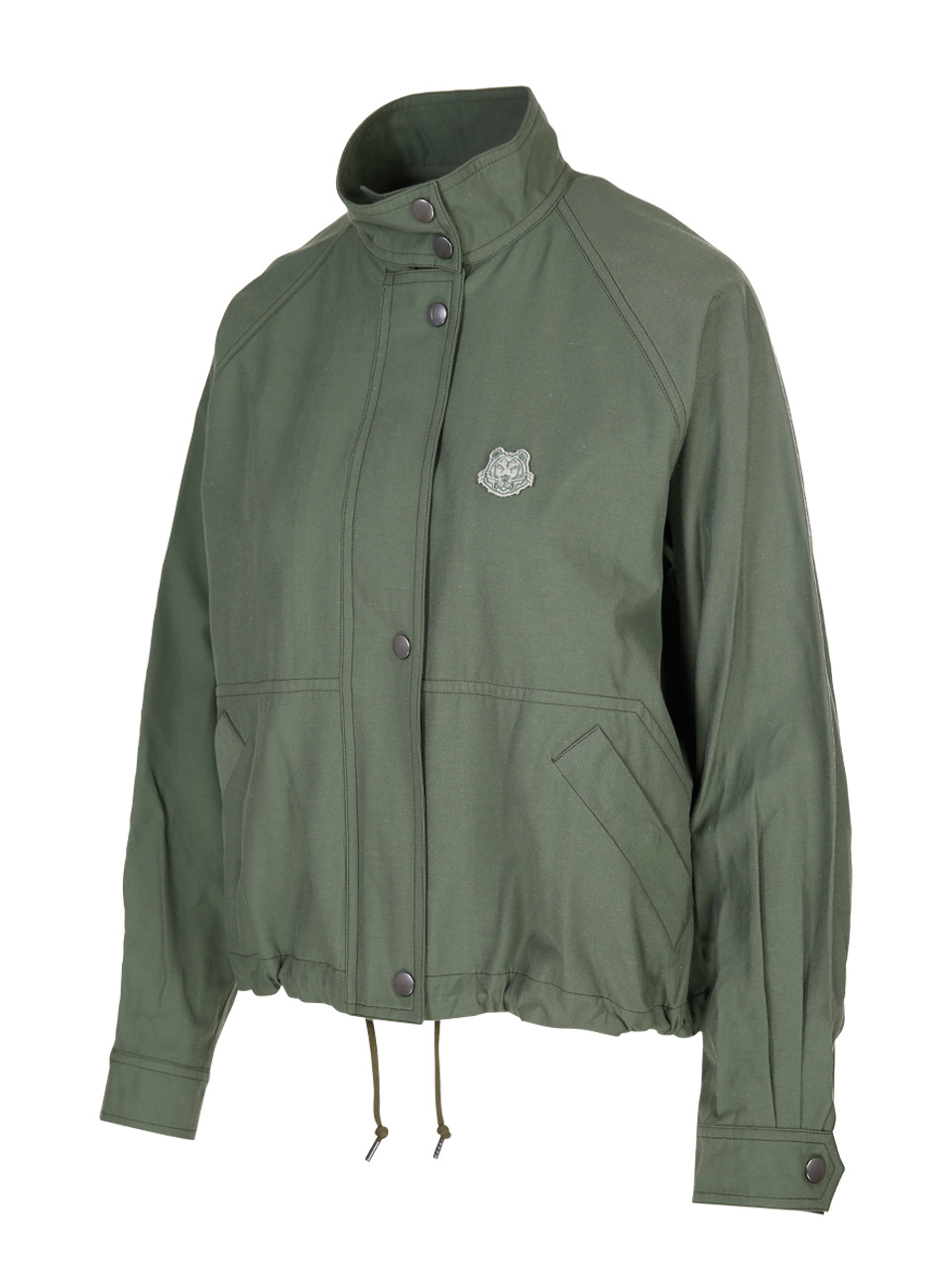 Kenzo Cropped Tiger Patch Jacket In Green
