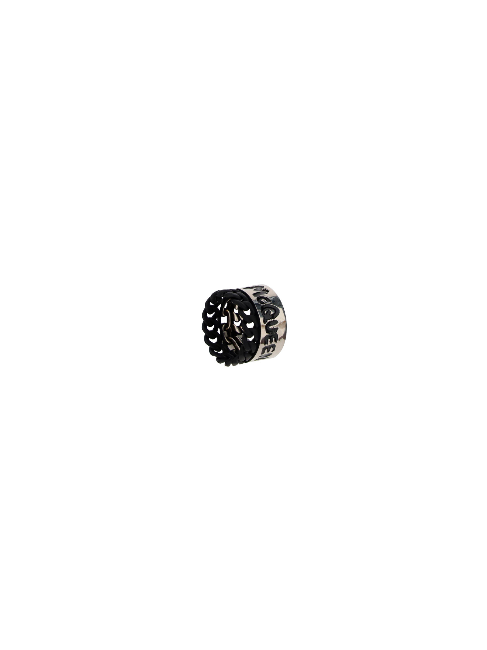 Alexander Mcqueen Graffiti Curb Chain Ring In Black