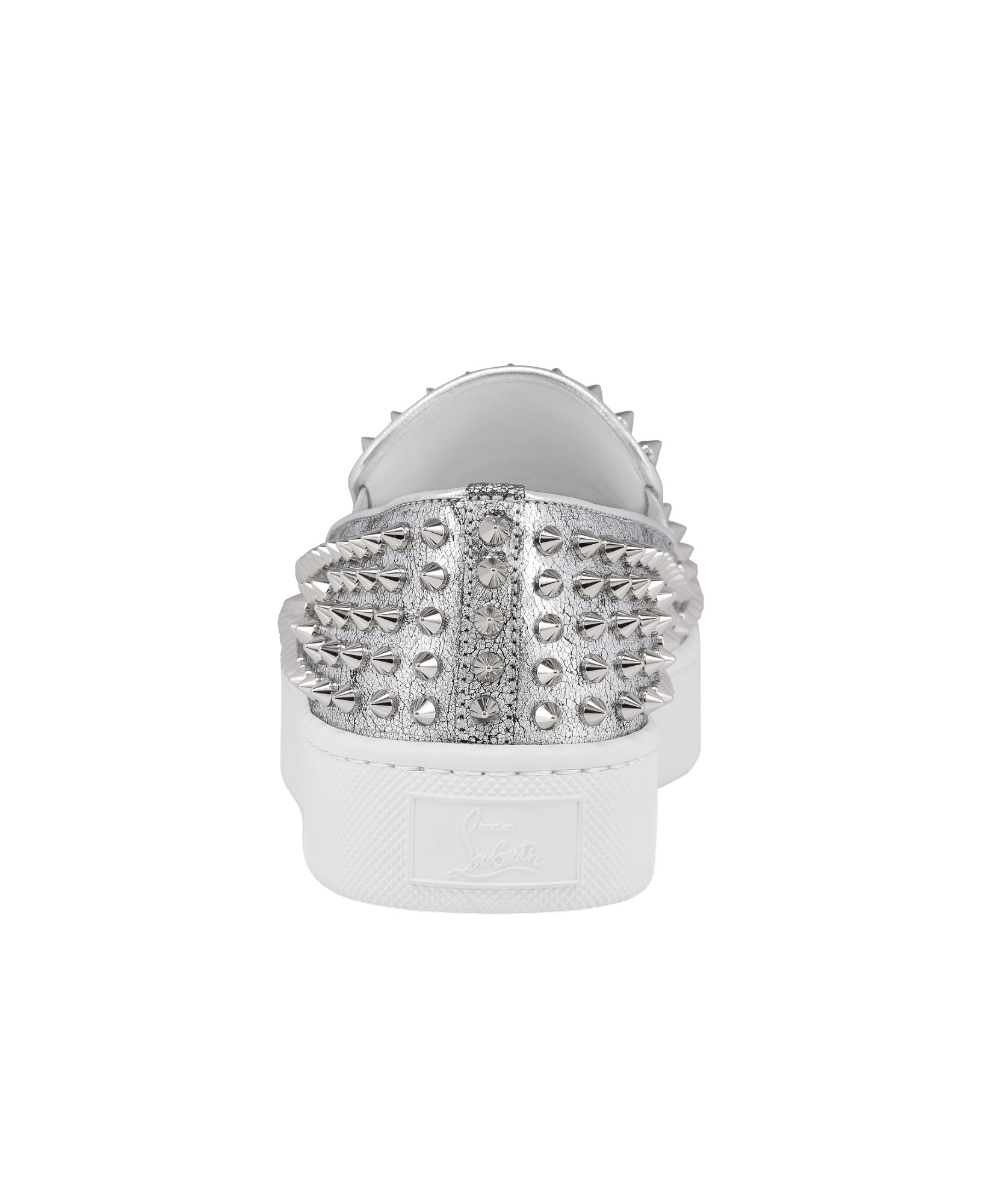 Christian Louboutin Spikeboat Leather Slip-on Sneakers In White