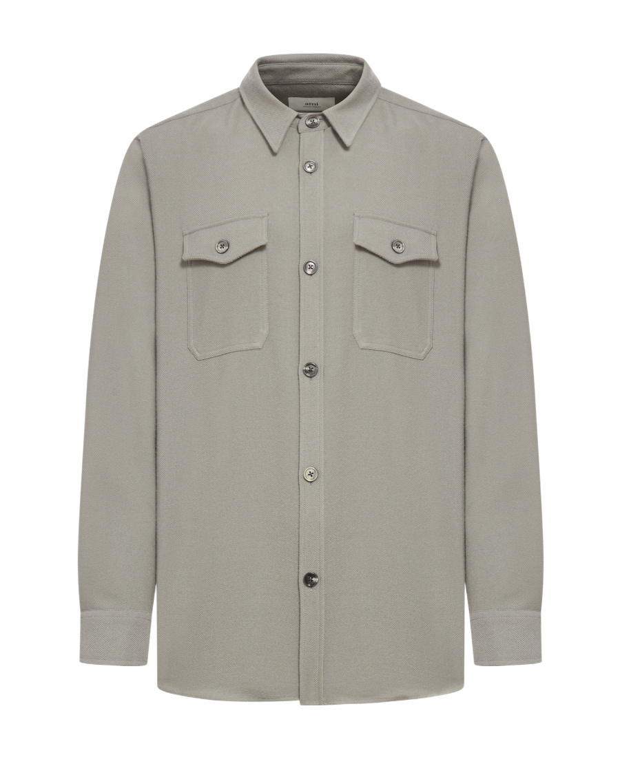Ami Alexandre Mattiussi Ami Paris Long Sleeved Buttoned Shirt In Gray