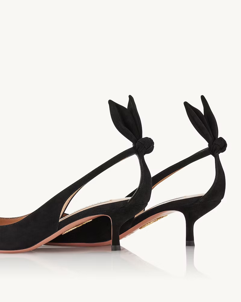 Aquazzura 50 Bow-tie Suede Pumps In Black