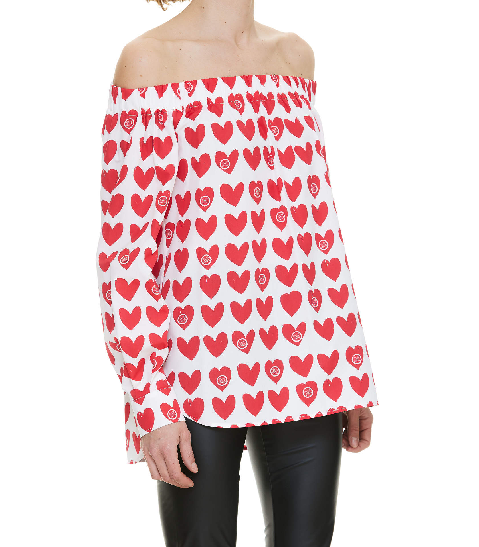 Max Mara Printed Strapless Blouse In Red