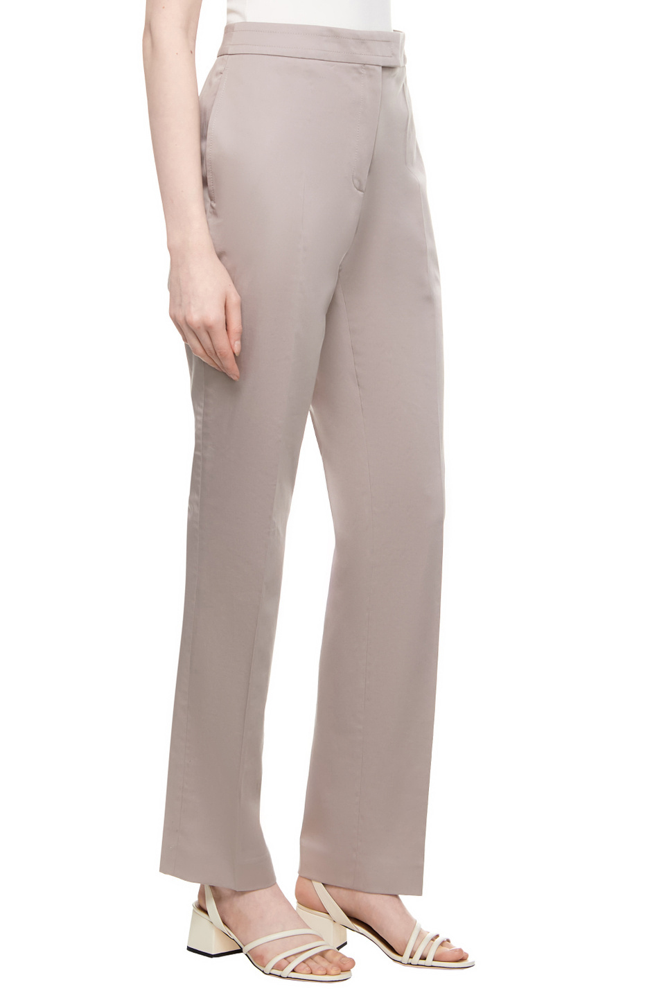 Hugo Boss Slim-fit Satin Trousers In Nude
