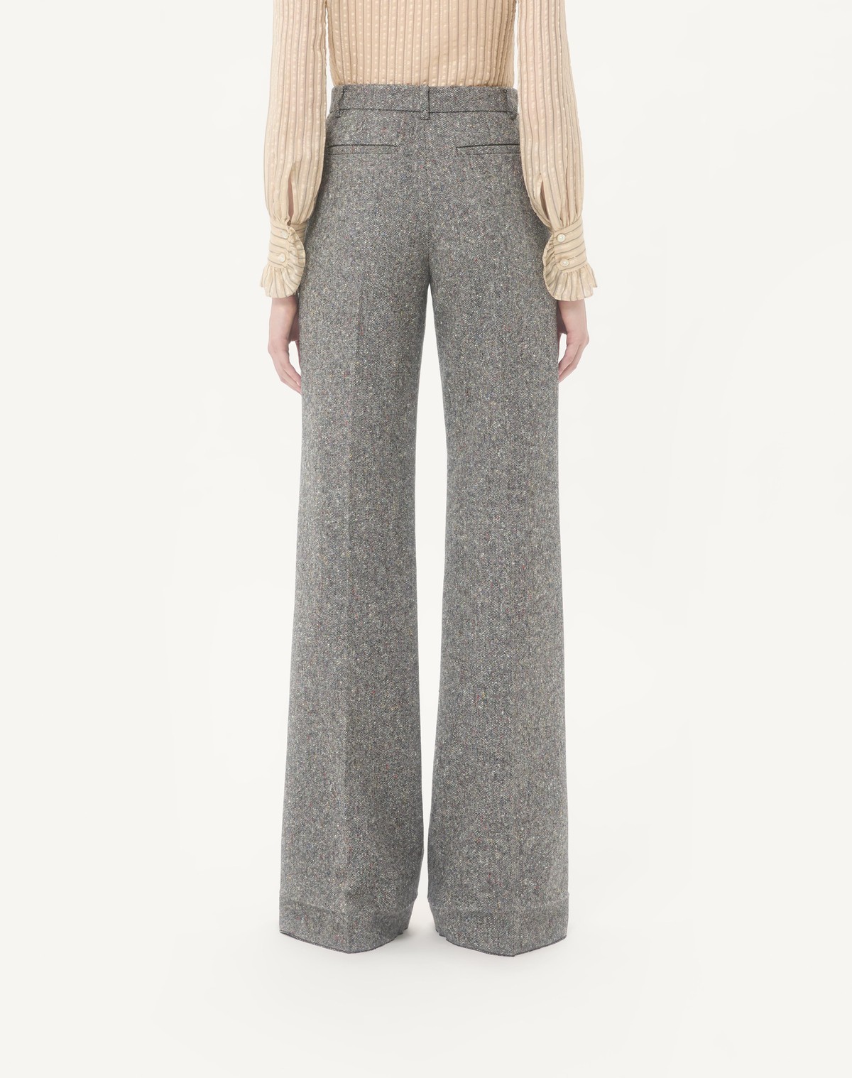 Valentino Wool-blend Flared Trousers In Gray
