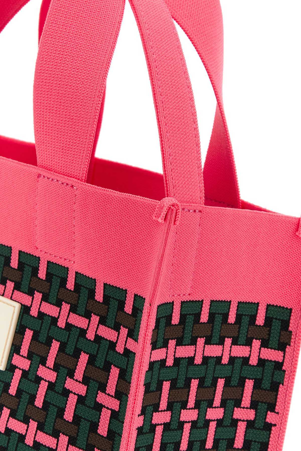 Marni Logo-patch Knitted Tote Bag In Red