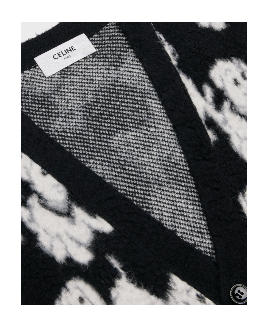 Celine Long-sleeved Jacquard Cardigan In Black