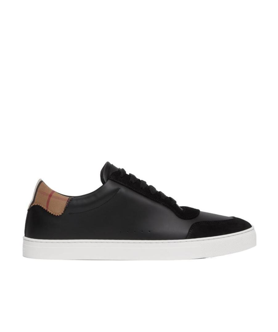BURBERRY VINTAGE CHECK PANELLED LEATHER SNEAKERS