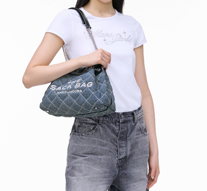 Shop Marc Jacobs The Quilted Denim Chain Sack Bag
