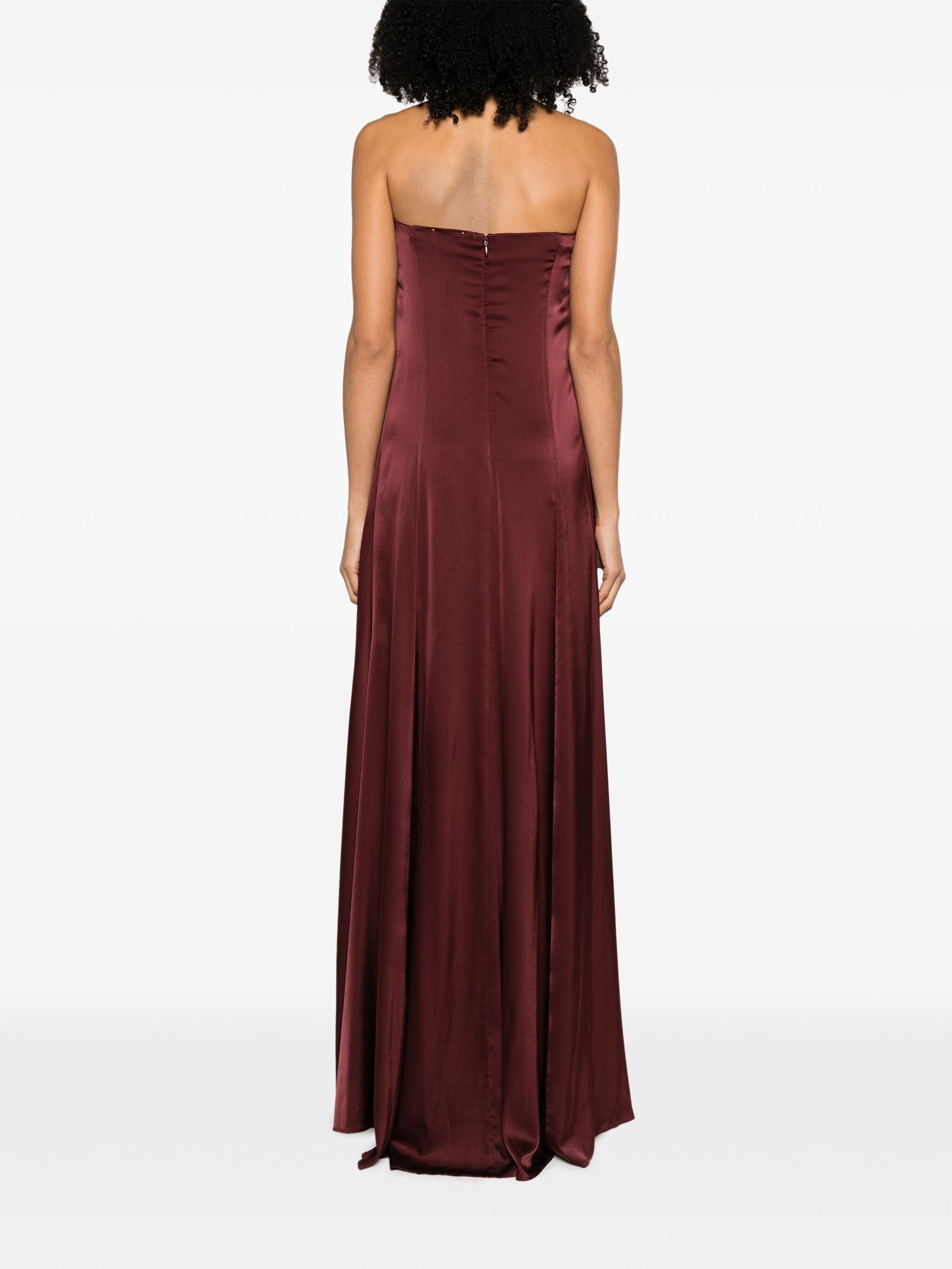 Shop Forte Forte A-line Strapless Stretch-silk Maxi Dress In Red