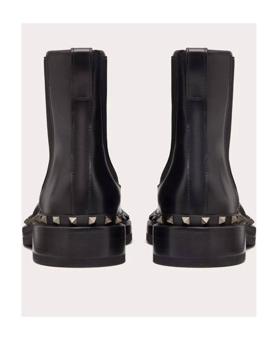 Valentino M-way Rockstud Ankle Boot In Calfskin Leather In Black