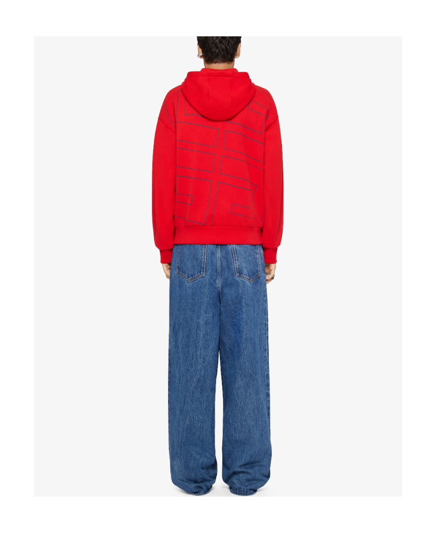 Givenchy 4g Plush Hoodie In Red