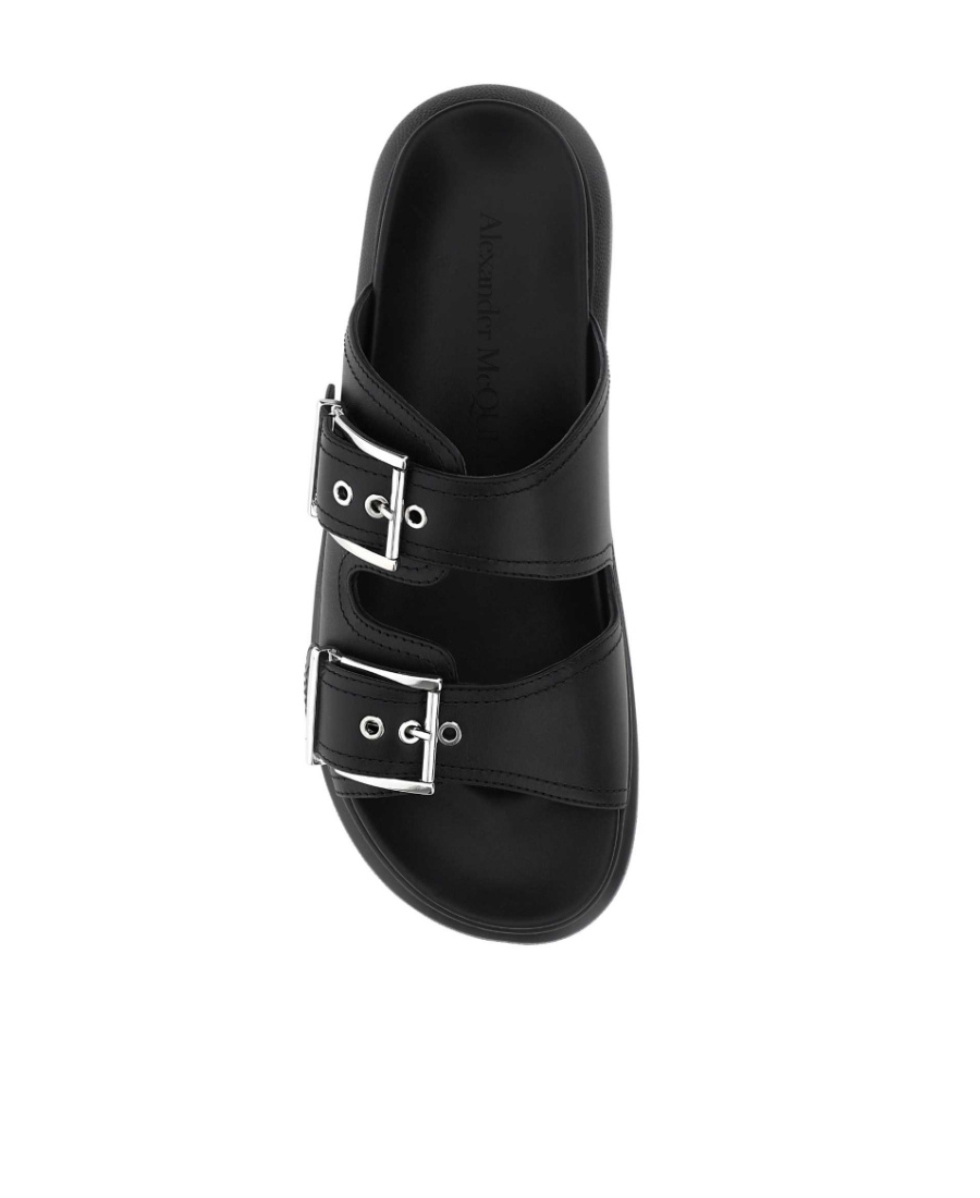 Alexander Mcqueen Double-strap Flat Sandals In Black