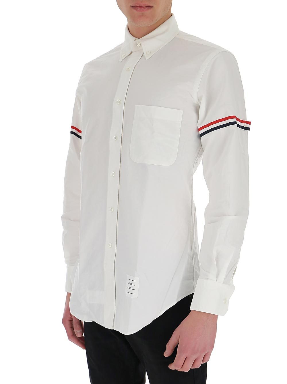 Thom Browne Cotton Shirt With Chest Pocket And Cuffed Sleeves In White