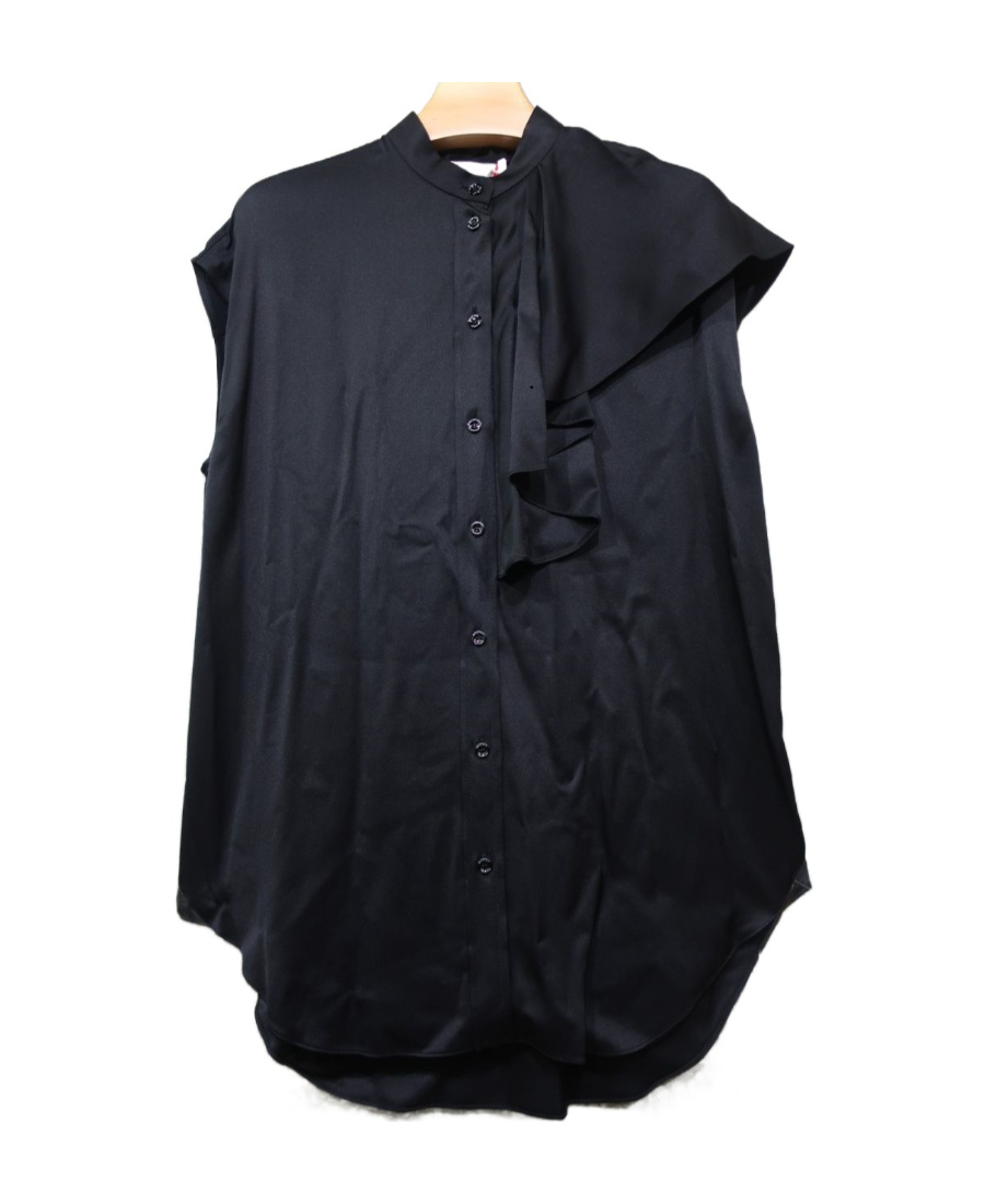 Alexander Mcqueen Ruffle-trim Silk Shirt In Black