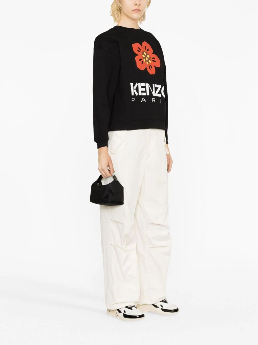 Kenzo Boke Flower Brushed Cotton Sweatshirt In Black