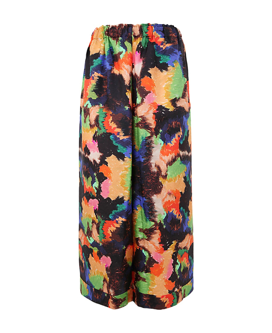 DANIELA GREGIS MULTICOLOR PRINTED SILK TWILL TROUSERS 