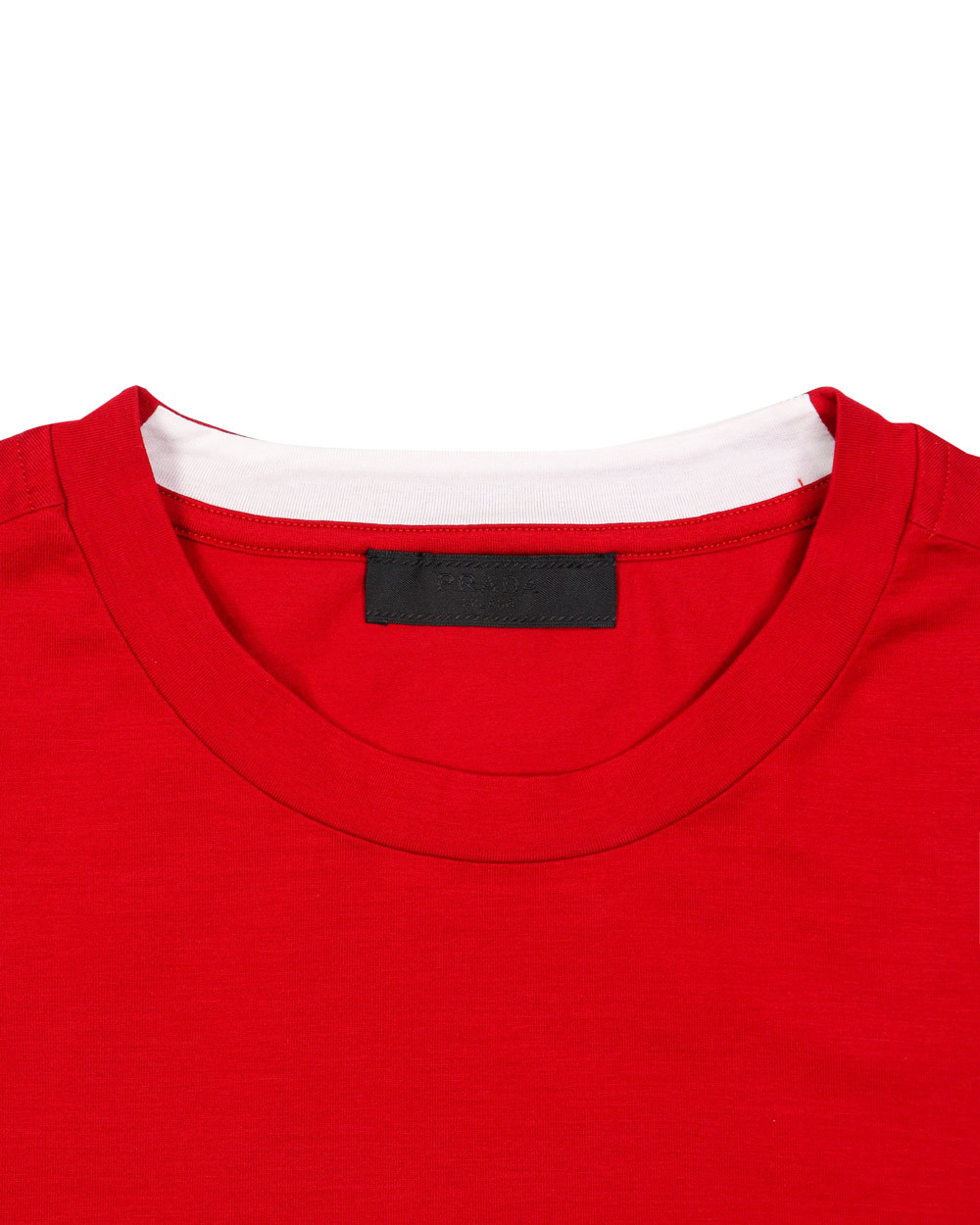 Prada Logo Round-necked T-shirt In Red