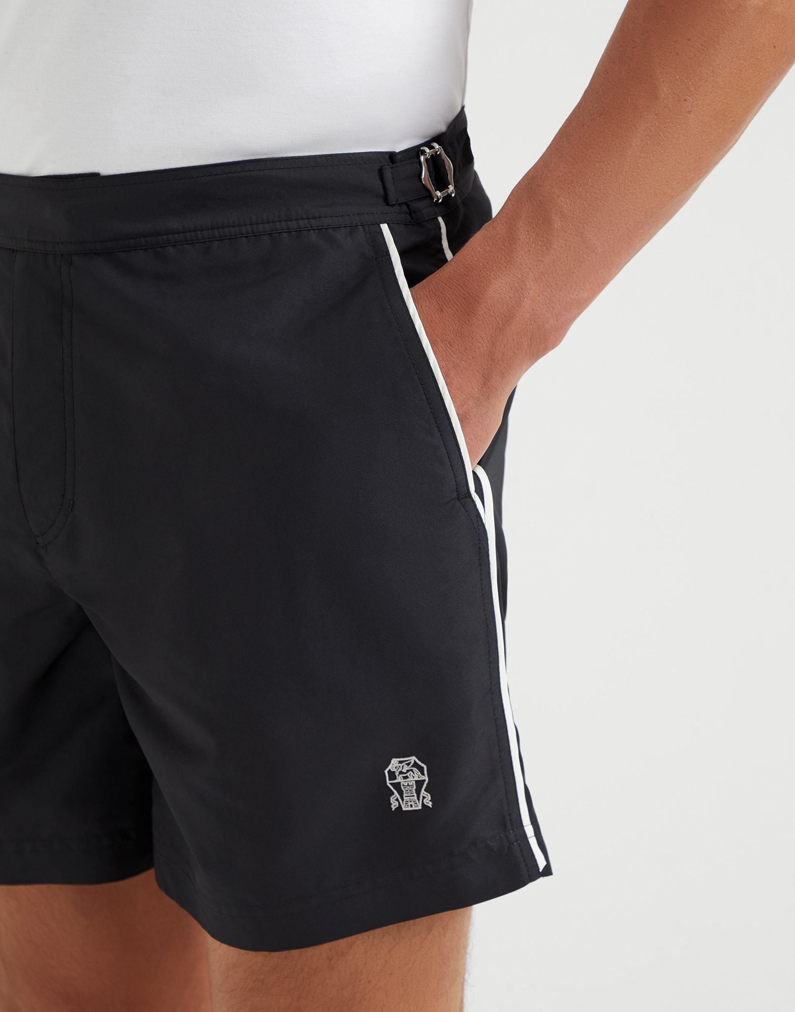 Brunello Cucinelli Contrast-color Swimming Trunks In Black