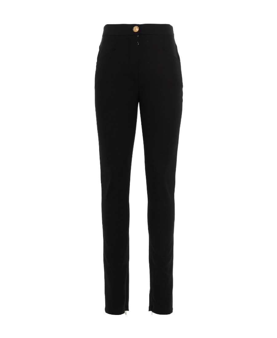BALMAIN SKINNY CUT BLACK GRAIN DE POUDRE PANTS 