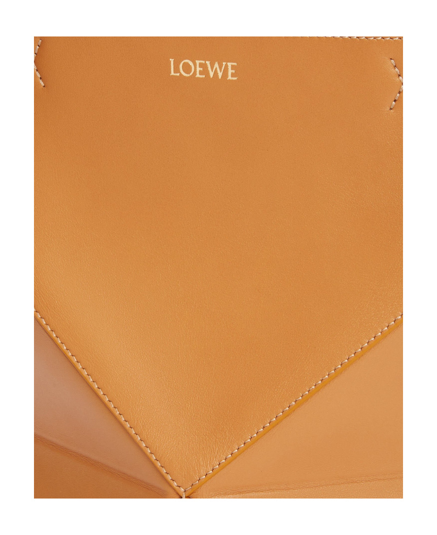 Loewe Puzzle Fold Mini Tote Bag In Shiny Leather In Brown