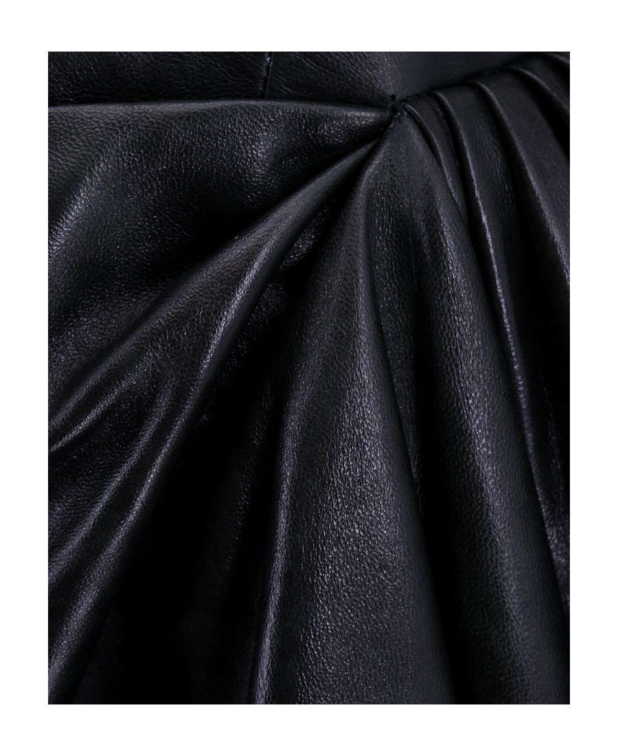 Bottega Veneta Draped Leather Midi Dress In Black