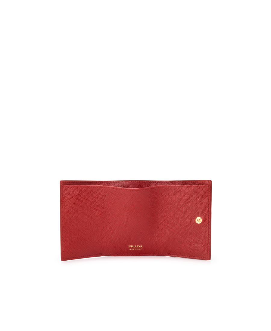 Prada Saffiano Leather Wallet In Red