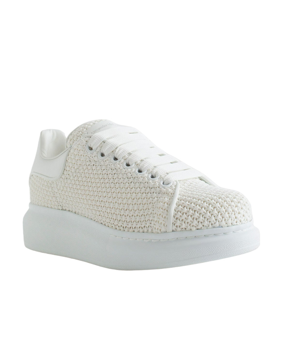 Alexander Mcqueen Knitted Lace-up Sneakers In Gray