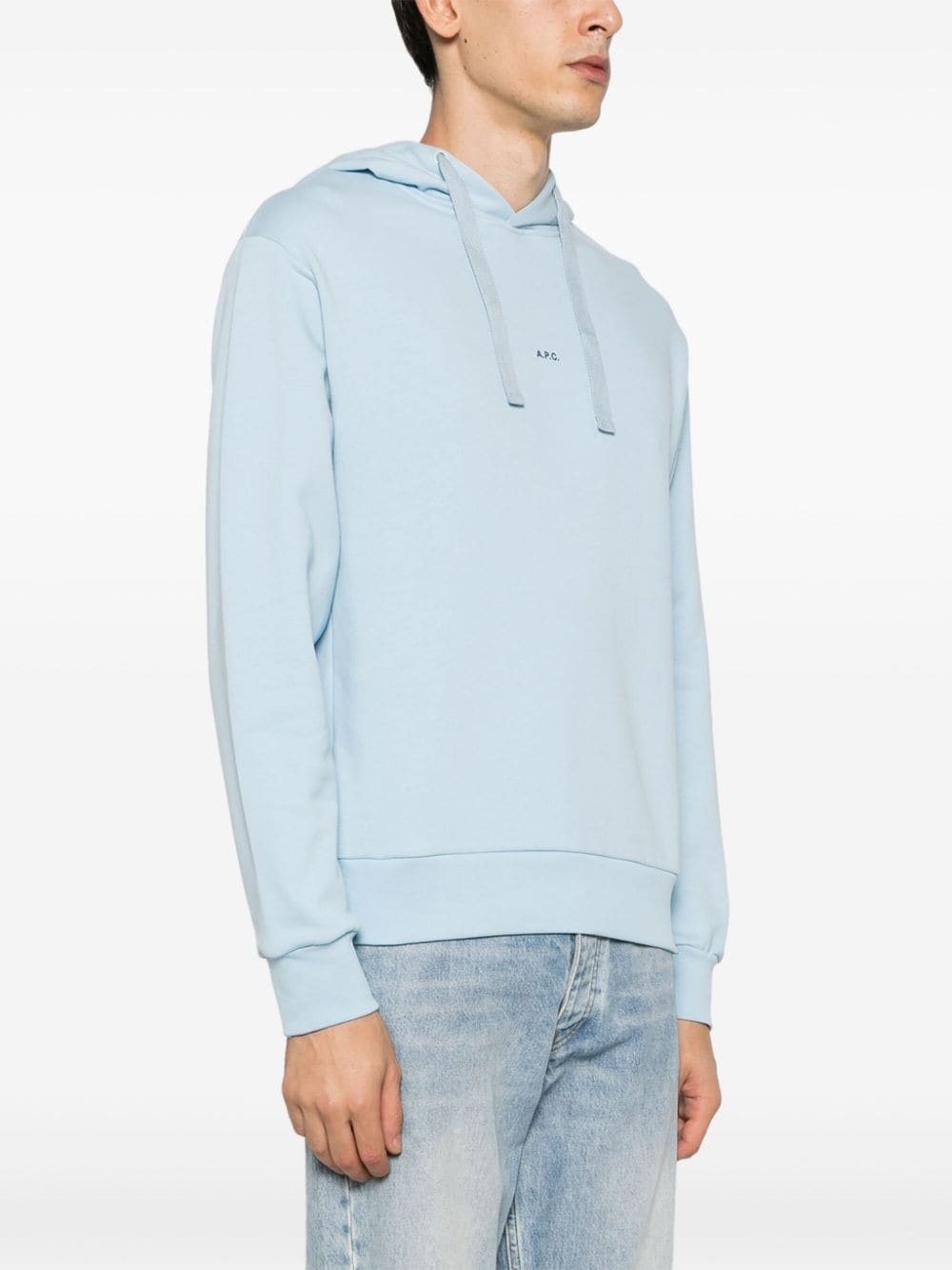 Apc A.p.c. Logo Printed Drawstring Hoodie In Blue