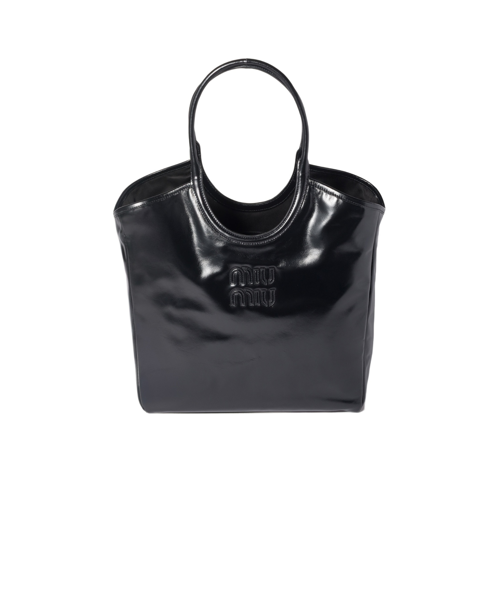 Miu Miu Ivy Leather Tote Bag In Black