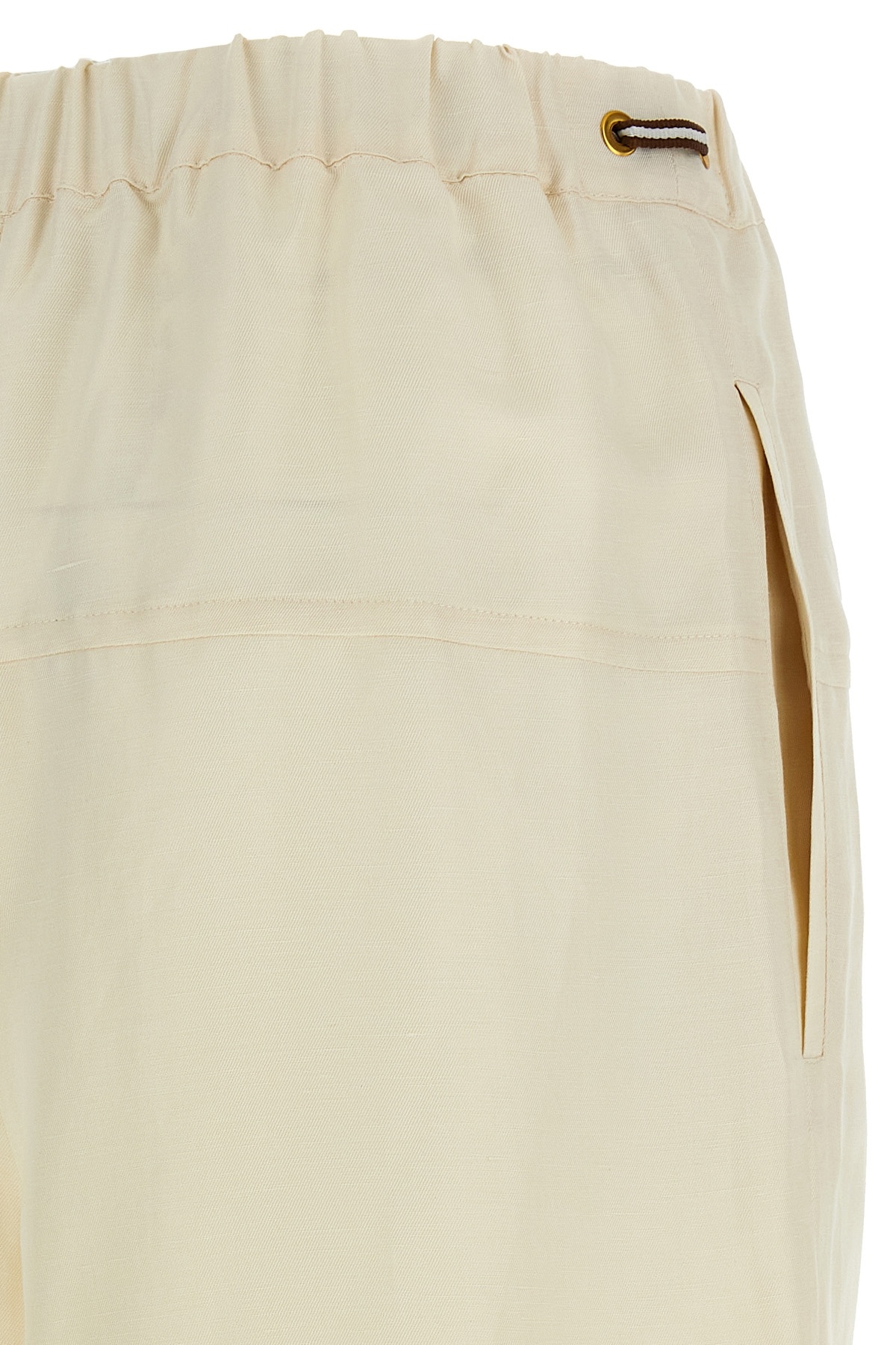 Max Mara Elastic Waistband Lightweight Wide Leg Trousers In Nude