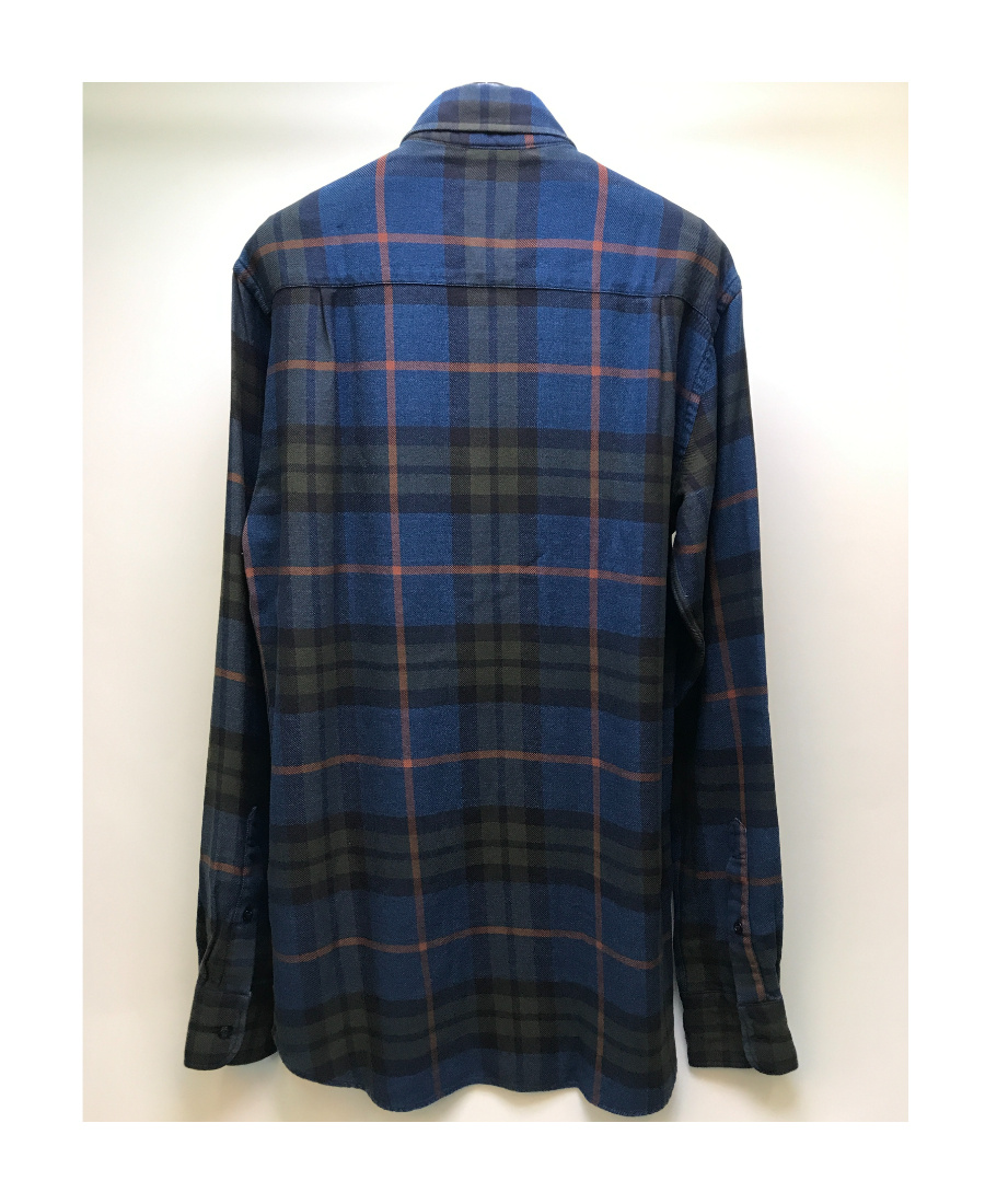 Shop Paul & Shark Lapel Plaid Long-sleeved Shirt In Black