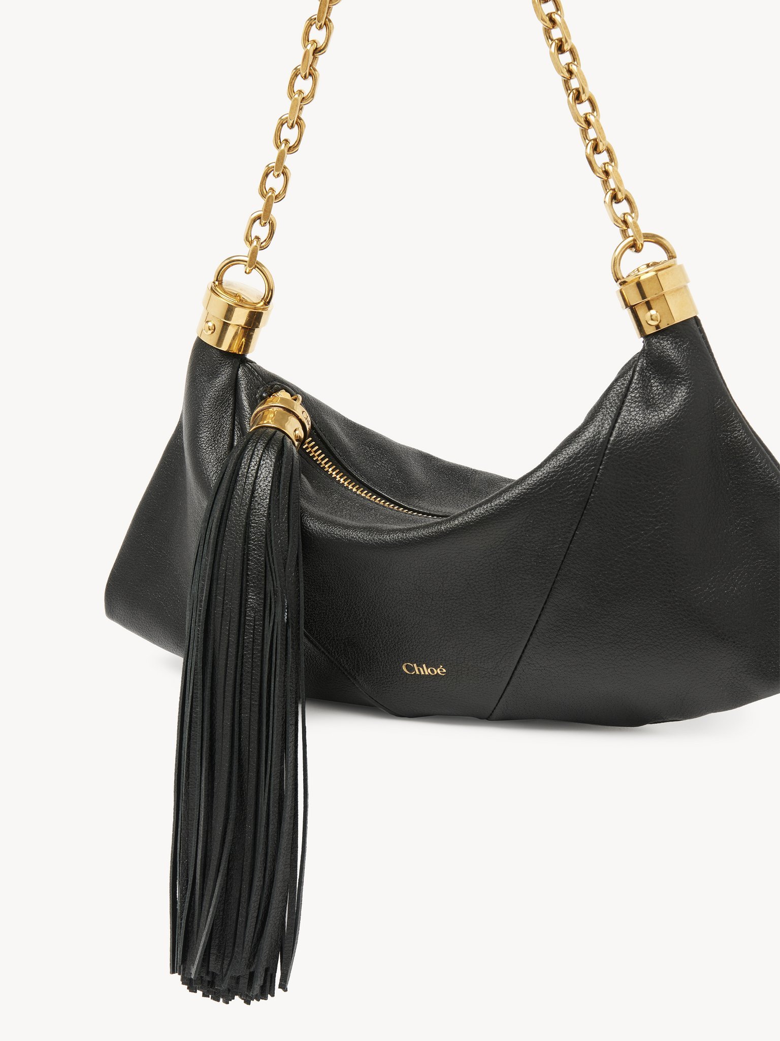 Chloé Small Foulard Tassel Shoulder Bag In Buffalo Leather In Green